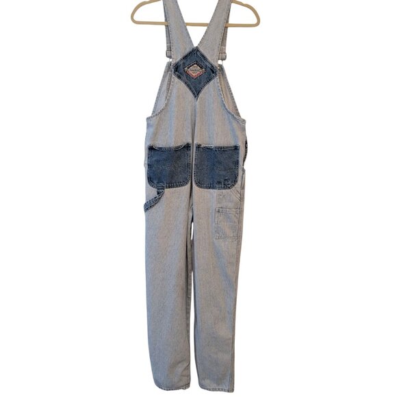 Vintage London London Womens Sz S Denim Two Tone Pinstriped One Piece Overalls - Picture 2 of 12
